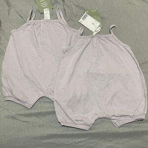 Twin girls H&M Lavender rompers 3 Months